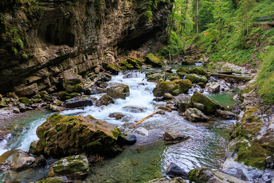 Gorge Breitachklamm with mountain river Breitach near Oberstdorf in Allg&auml;u Alps, Bavaria, Germany