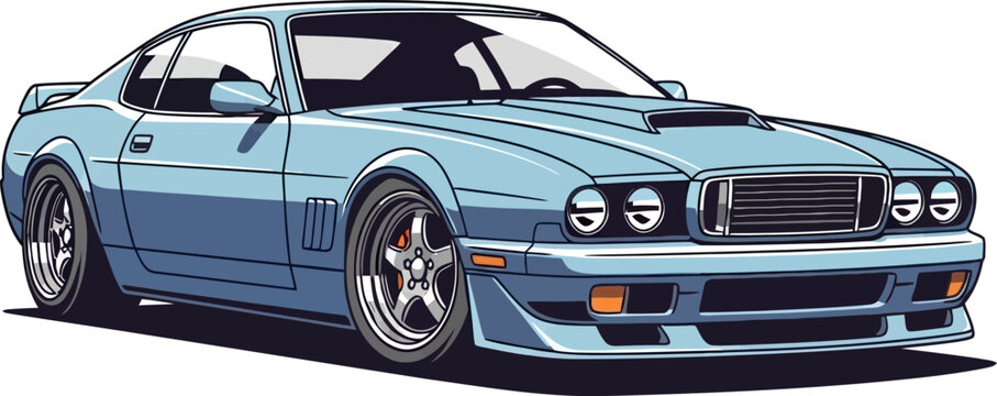 Classic Muscle Car Retro Vector Illustration Front View