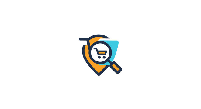 A minimalist icon representing a digital shopping search and location tracking tool