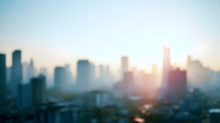 Fototapeta premium A minimalist and blurred cityscape background bathed in bright peaceful daylight