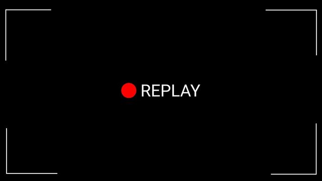 video camera replay screen overlay preview with timer on a transparent background, Video replaying template with REPLAY icon for video cameras, 4k camcorder interface,recording camera screen interface