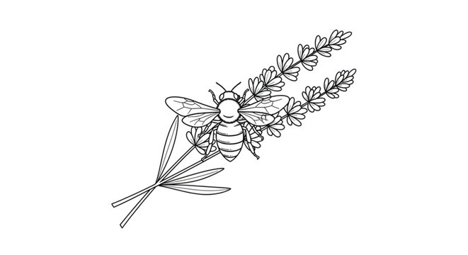 Bee on a leafy branch.