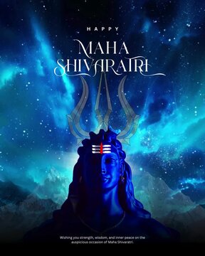 Blue and White Elegant Spiritual Maha Shivaratri