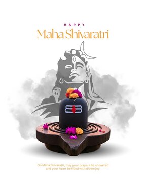 White Grey and Orange Illustrated Elegant Maha Shivaratri