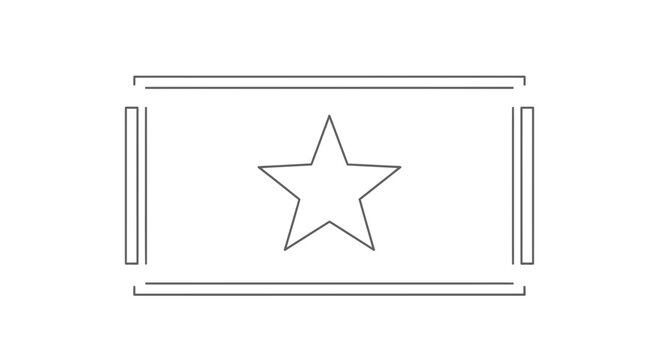 Simple Star Emblem in Rectangular Frame, Minimalist Geometric Design, Outline Icon