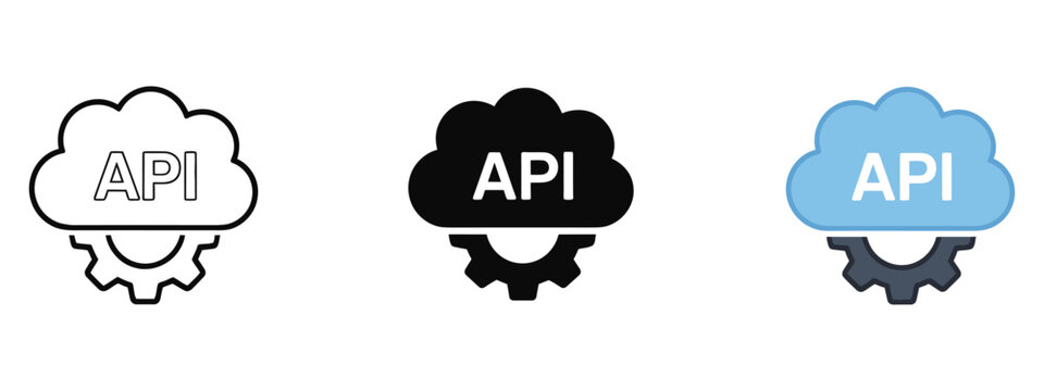 API icon available in stroke style representing application programming interface, software integration, and developer technology