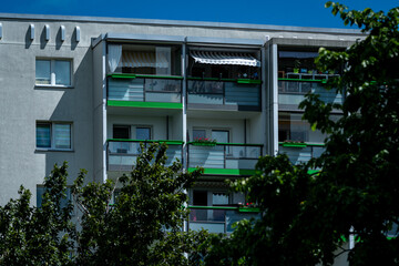 Obraz premium Residential building with green balconies – Marzahn, Berlin, Germany