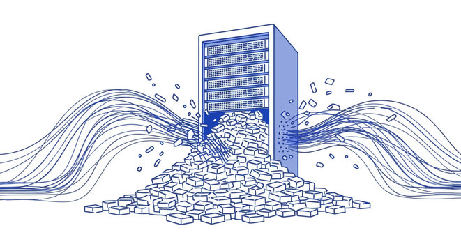 Data flow from a computer server.
