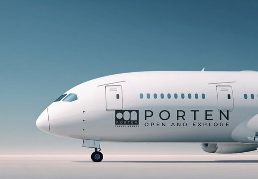 Modern Airplane Mockup Travel Concept PSD
