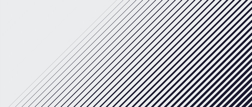 Minimalist slanted lines seamless pattern. black to white halftone gradient, diagonal striped fade transition. for elegant business presentations, modern print covers. minimal vector art.