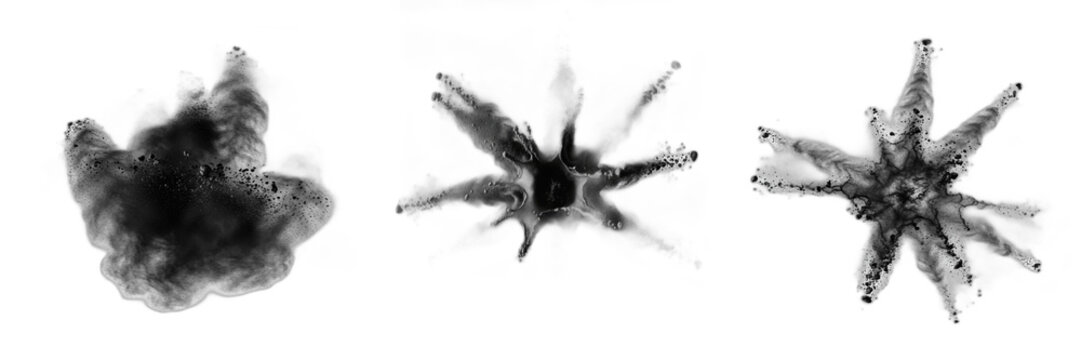 Set of Abstract Ink Splatters and Brush Strokes: Grunge Black and White Textures, Artistic Paint Splats for Design Projects, Isolated PNG Graphics, Creative Stencil Elements for Digital Collages, Scra