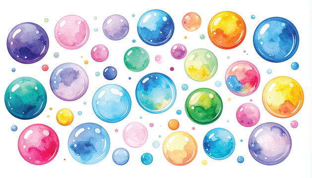 Colorful Bubbles Floating in Air.