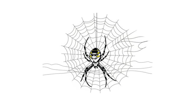 Black widow spider in web closeup.
