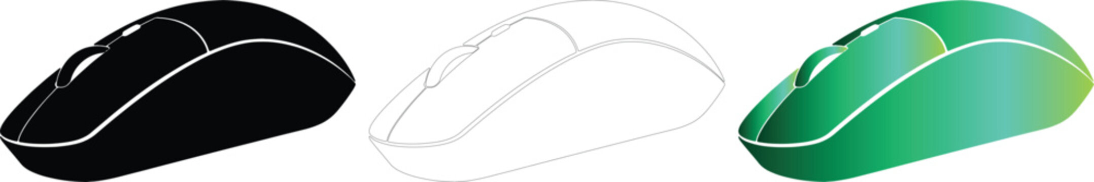 Computer mouse wireless vector icon set with transparent background