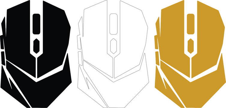 Gaming mouse vector icon set isolated on transparent background