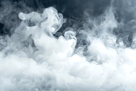 Mystical White Smoke swirling and curling with vapor and mist effects for artistic or atmospheric imagery