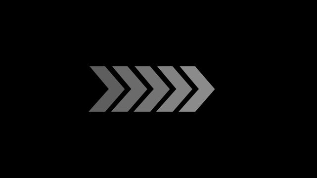 Direction concept, neon arrow icon, arrows indicates the direction of the overlay video layer. and looping neon line arrow icon animation.