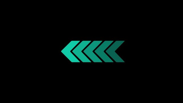 Direction concept, neon arrow icon, arrows indicates the direction of the overlay video layer. and looping neon line arrow icon animation.