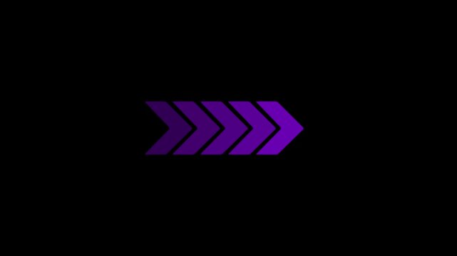 Direction concept, neon arrow icon, arrows indicates the direction of the overlay video layer. and looping neon line arrow icon animation.