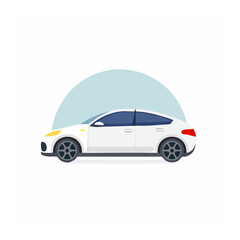 Obraz premium Flat design illustration of a white modern car
