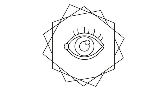 Mystical Eye Symbol with Geometric Star Overlay - Esoteric, Spiritual, Visionary Art
