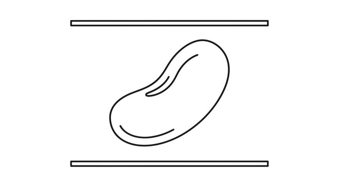 Minimalist line drawing of a single jelly bean inside a simple frame