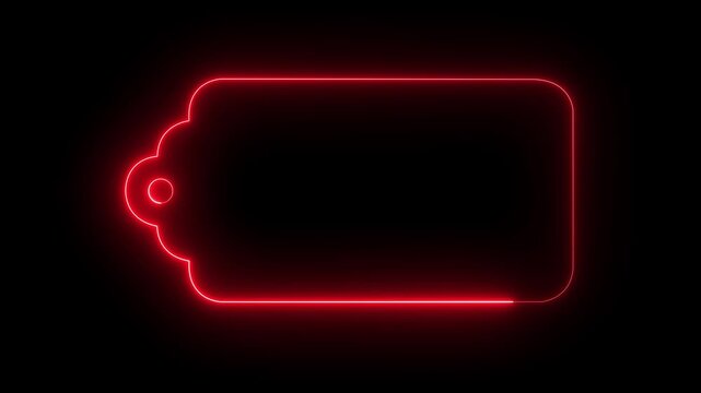Glowing red neon price tag frame with animated border for sales and e-commerce promotions