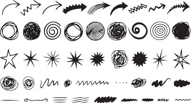 Starburst Scribble and Sketch Shape Doodle Collection