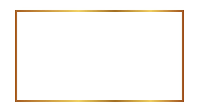 Luxury golden rectangular frame background, flat vector illustration of simple elegant gold gradient border layout isolated on white.