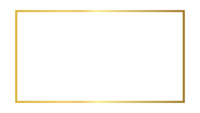 Luxury golden rectangular frame background, flat vector illustration of simple elegant gold gradient border layout isolated on white.