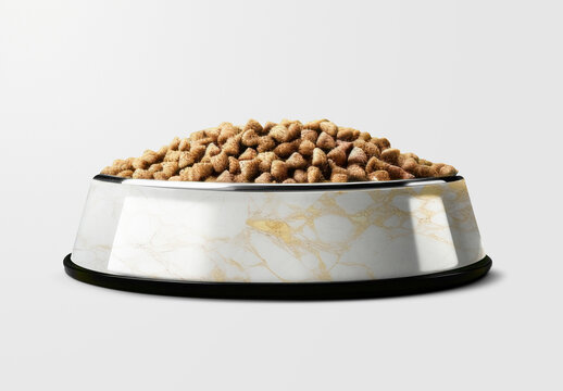 Elegant Pet Bowl Mockup With Kibble PSD