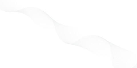 Obraz premium Minimal gradient wave line music futuristic gray and white web business background. geometric flowing web smoke sound music digital blend curve line texture backgound.
