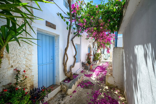 Beautiful and colorful Greece old street