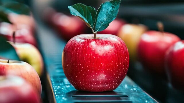selective focus automated packaging of fresh apples and produce