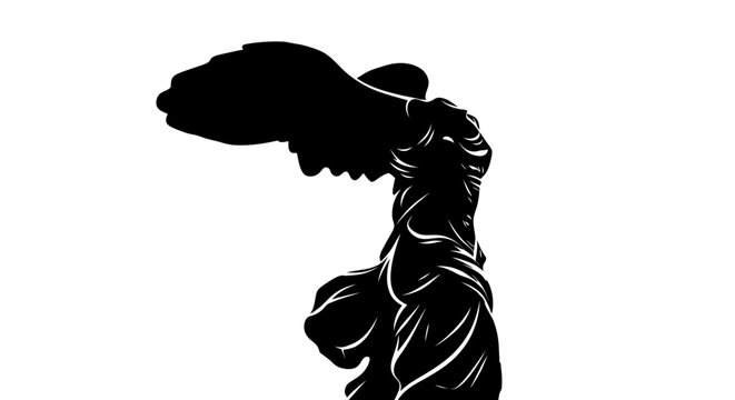 Winged Victory of Samothrace Silhouette, Ancient Greek Sculpture, Symbol of Triumph