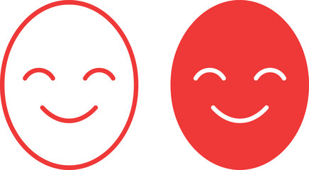 Fototapeta premium Minimalist red happy face icons, smiling emoji set, vector line art eps Editable Vector