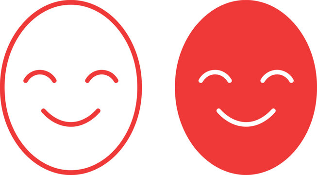 Happy smiling faces emojis in red and white colors showing positive cheerful emotion graphic illustration design concept
