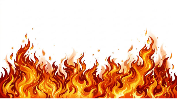 Fire Background with Copy Space Realistic Flames and Burning Heat Vector Illustration