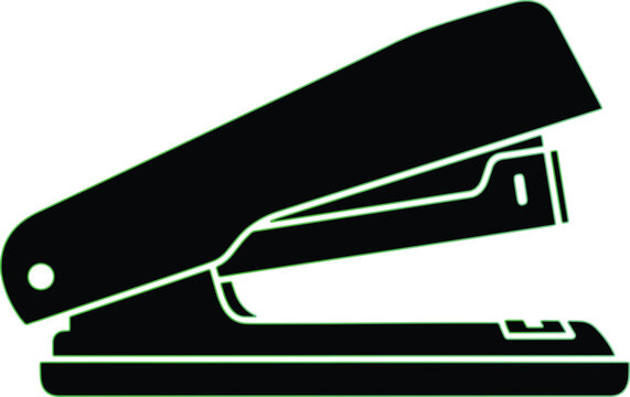 Black office stapler vector icon isolated on a transparent background