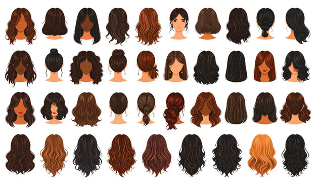 Diverse collection of human hair styles.