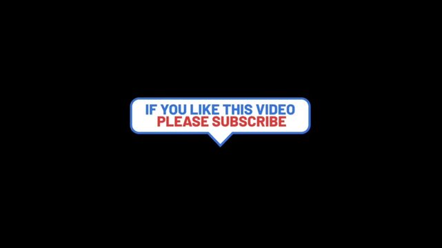 Animated subscribe text bubbles on black background
