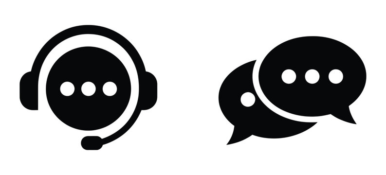 Customer support and online chat icon set symbolizing helpdesk operations, customer communication, call center support, and service management
