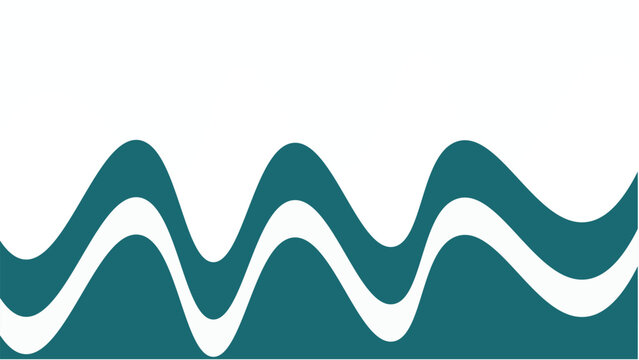 Abstract teal and white wavy background with alternating sinusoidal bands forming rhythmic flowing decorative ocean wave pattern modern vector art illustration