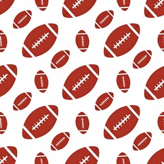 Fototapeta premium A seamless pattern of brown footballs on white