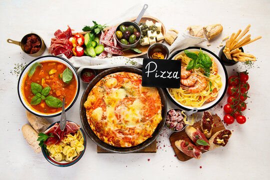 Variety of italian dishes. Italian cuisine