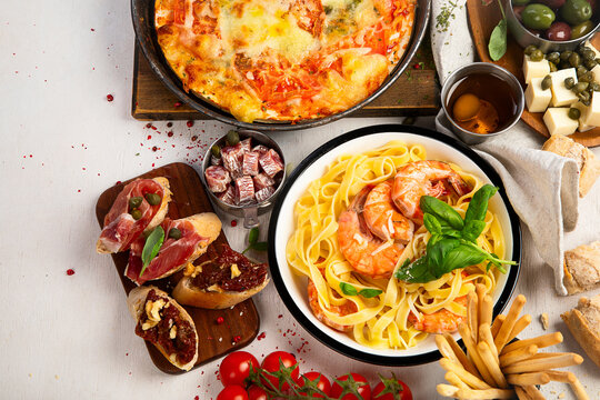 Variety of italian dishes. Italian cuisine