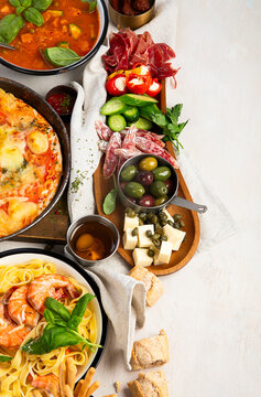 Variety of italian dishes. Italian cuisine