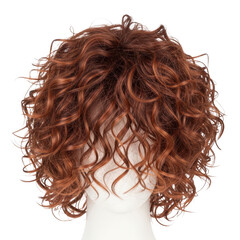 Naklejka premium Curly red wig on a mannequin head isolated on transparent background