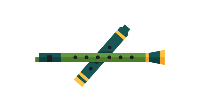 Colorful Traditional Wooden Pan Flute Musical Instrument.