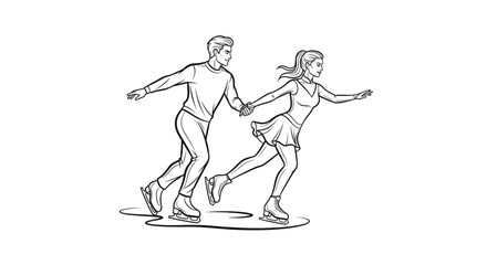 Fototapeta premium Man and woman running together fast.
